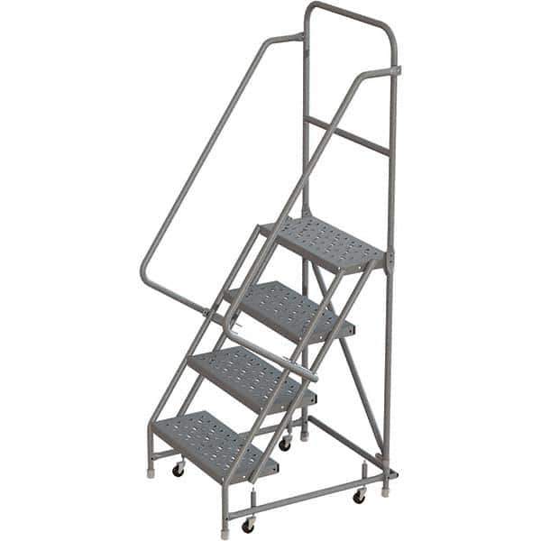 TRI-ARC - 76" 4 Step Rolling Platform Ladder - 450 Lb Capacity, 40" Platform Height, 30" Base Width x 35" Depth, Perforated Tread - All Tool & Supply