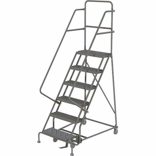 TRI-ARC - 96" 6 Step Rolling Platform Ladder - 450 Lb Capacity, 60" Platform Height, 27" Base Width x 50" Depth, Serrated Tread - All Tool & Supply