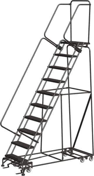 Ballymore - 133" 10 Step All-Directional Ladder - Rolling Safety Ladder, 450 Lb Capacity, 100" Platform Height, 32" Base Width x 74" Depth, Heavy-Duty Serrated Grating - All Tool & Supply