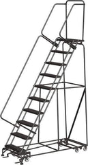 Ballymore - 133" 10 Step All-Directional Ladder - Rolling Safety Ladder, 450 Lb Capacity, 100" Platform Height, 32" Base Width x 74" Depth, Perforated Tread - All Tool & Supply