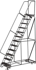 Ballymore - 153" 12 Step Ladder - Rolling Safety Ladder, 450 Lb Capacity, 120" Platform Height, 32" Base Width x 87" Depth, Abrasive Mat Tread - All Tool & Supply