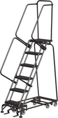 Ballymore - 93" 6 Step Ladder - Rolling Safety Ladder, 450 Lb Capacity, 60" Platform Height, 24" Base Width x 49" Depth, Abrasive Mat Tread - All Tool & Supply