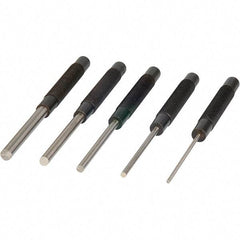 Mitutoyo - 5 Piece, 1/8 to 3/8", X-Long Punch - Round Shank, Comes in Plastic Sleeve - All Tool & Supply