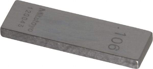 Mitutoyo - 0.106" Rectangular Steel Gage Block - Accuracy Grade AS-1, Includes Certificate of Inspection - All Tool & Supply