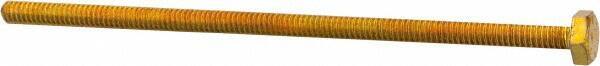 Made in North America - 1/4-20 UNC, 5-1/2" Length Under Head Hex Head Cap Screw - Fully Threaded, Grade 8 Alloy Steel, Zinc Yellow Dichromate Finish, 7/16" Hex - All Tool & Supply