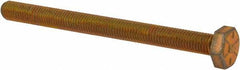 Made in USA - 1/4-28 UNF, 3" Length Under Head Hex Head Cap Screw - Fully Threaded, Grade 8 Alloy Steel, Zinc Yellow Dichromate Finish, 7/16" Hex - All Tool & Supply