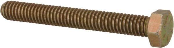 Made in USA - 5/16-18 UNC, 2-1/2" Length Under Head Hex Head Cap Screw - Fully Threaded, Grade 8 Alloy Steel, Zinc Yellow Dichromate Finish, 1/2" Hex - All Tool & Supply