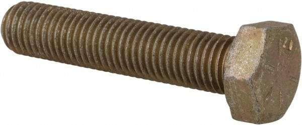 Made in USA - 5/16-24 UNF, 1-1/2" Length Under Head Hex Head Cap Screw - Fully Threaded, Grade 8 Alloy Steel, Zinc Yellow Dichromate Finish, 1/2" Hex - All Tool & Supply