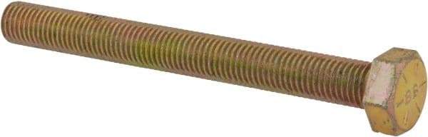 Made in USA - 5/16-24 UNF, 3" Length Under Head Hex Head Cap Screw - Fully Threaded, Grade 8 Alloy Steel, Zinc Yellow Dichromate Finish, 1/2" Hex - All Tool & Supply