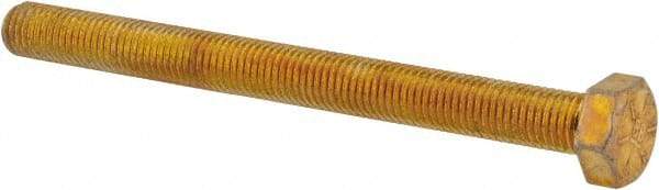 Made in USA - 5/16-24 UNF, 3-1/2" Length Under Head Hex Head Cap Screw - Fully Threaded, Grade 8 Alloy Steel, Zinc Yellow Dichromate Finish, 1/2" Hex - All Tool & Supply