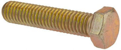 Made in USA - 3/8-16 UNC, 1-3/4" Length Under Head Hex Head Cap Screw - Fully Threaded, Grade 8 Alloy Steel, Zinc Yellow Dichromate Finish, 9/16" Hex - All Tool & Supply