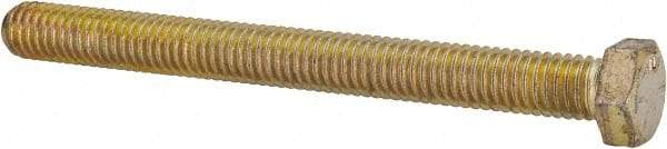 Made in USA - 3/8-16 UNC, 4" Length Under Head Hex Head Cap Screw - Fully Threaded, Grade 8 Alloy Steel, Zinc Yellow Dichromate Finish, 9/16" Hex - All Tool & Supply