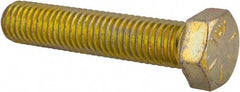 Made in USA - 1/2-13 UNC, 2-1/2" Length Under Head Hex Head Cap Screw - Fully Threaded, Grade 8 Alloy Steel, Zinc Yellow Dichromate Finish, 3/4" Hex - All Tool & Supply