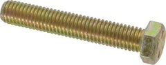 Made in USA - 1/2-13 UNC, 3" Length Under Head Hex Head Cap Screw - Fully Threaded, Grade 8 Alloy Steel, Zinc Yellow Dichromate Finish, 3/4" Hex - All Tool & Supply