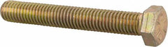 Made in USA - 1/2-13 UNC, 3-1/2" Length Under Head Hex Head Cap Screw - Fully Threaded, Grade 8 Alloy Steel, Zinc Yellow Dichromate Finish, 3/4" Hex - All Tool & Supply