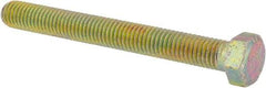 Made in North America - 1/2-13 UNC, 4-1/2" Length Under Head Hex Head Cap Screw - Fully Threaded, Grade 8 Alloy Steel, Zinc Yellow Dichromate Finish, 3/4" Hex - All Tool & Supply