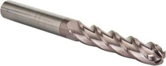 Hertel - 7/16" Diam, 2" LOC, 4 Flute Solid Carbide Ball End Mill - AlTiN Finish, Single End, 4" OAL, 7/16" Shank Diam, Spiral Flute - All Tool & Supply