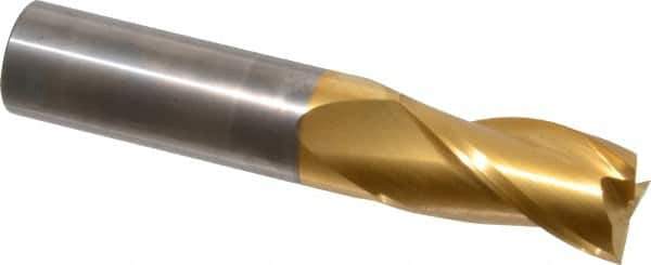 Hertel - 3/4", 1-1/2" LOC, 3/4" Shank Diam, 4" OAL, 3 Flute, Solid Carbide Square End Mill - Single End, TiN Finish, Spiral Flute, 30° Helix, Centercutting, Right Hand Cut - All Tool & Supply