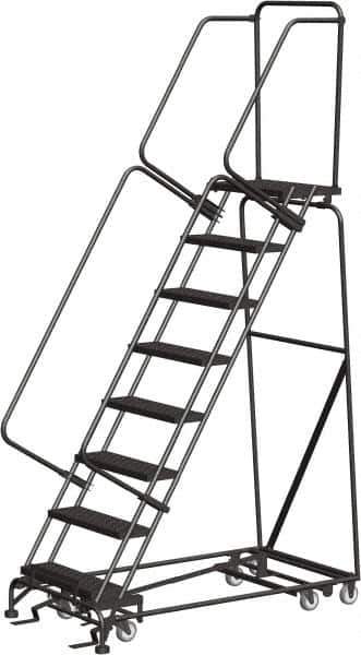 Ballymore - 113" 8 Step Ladder - Rolling Safety Ladder, 450 Lb Capacity, 80" Platform Height, 32" Base Width x 61" Depth, Abrasive Mat Tread - All Tool & Supply