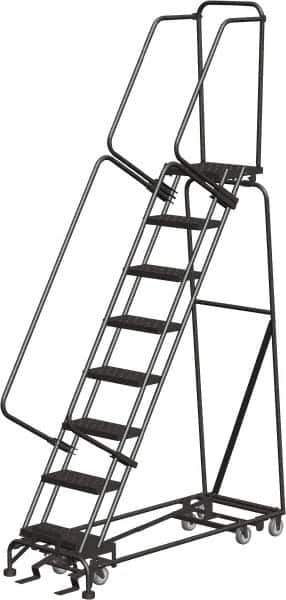 Ballymore - 113" 8 Step All-Directional Ladder - Rolling Safety Ladder, 450 Lb Capacity, 80" Platform Height, 24" Base Width x 61" Depth, Perforated Tread - All Tool & Supply