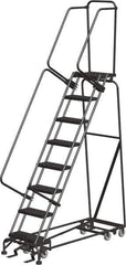 Ballymore - 113" 8 Step All-Directional Ladder - Rolling Safety Ladder, 450 Lb Capacity, 80" Platform Height, 24" Base Width x 61" Depth, Heavy-Duty Serrated Grating - All Tool & Supply