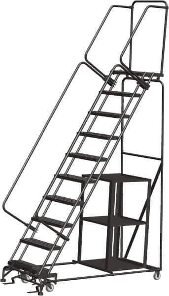 Ballymore - 133" 10 Step Ladder - 450 Lb Capacity, 100" Platform Height, 32" Base Width x 74" Depth, Expanded Metal Tread - All Tool & Supply