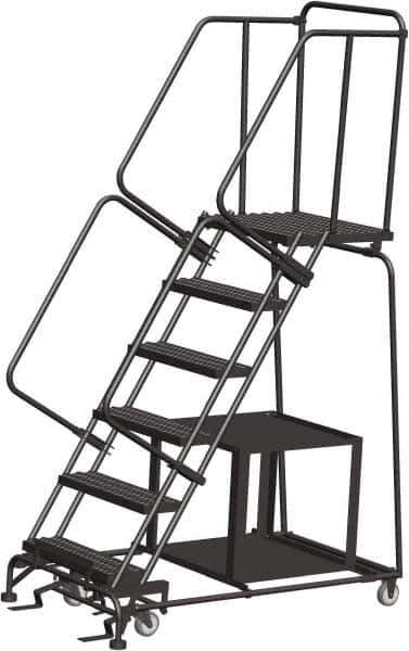 Ballymore - 93" 6 Step Ladder - Safety Stock Picking Ladder, 450 Lb Capacity, 60" Platform Height, 30" Base Width x 55" Depth, Expanded Metal Tread - All Tool & Supply