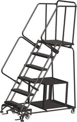 Ballymore - 93" 6 Step Ladder - Safety Stock Picking Ladder, 450 Lb Capacity, 60" Platform Height, 30" Base Width x 55" Depth, Perforated Tread - All Tool & Supply