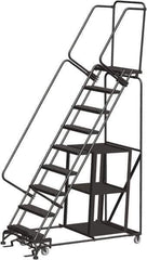 Ballymore - 123" 9 Step Stock-Picking Ladder - 450 Lb Capacity, 90" Platform Height, 32" Base Width x 68" Depth, Perforated Tread - All Tool & Supply