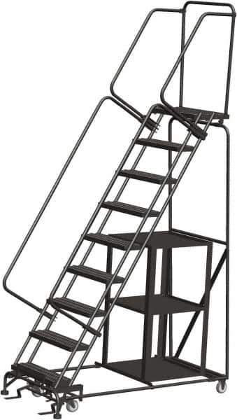 Ballymore - 123" 9 Step Stock-Picking Ladder - 450 Lb Capacity, 90" Platform Height, 32" Base Width x 68" Depth, Expanded Metal Tread - All Tool & Supply