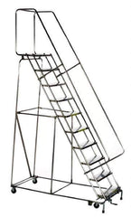 Ballymore - 133" 10 Step Ladder - Rolling Safety Ladder, 450 Lb Capacity, 100" Platform Height, 32" Base Width x 74" Depth, Perforated Tread - All Tool & Supply