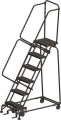 Ballymore - 93" 6 Step Ladder - 300 Lb Capacity, 60" Platform Height, 24" Base Width x 49" Depth, Heavy-Duty Serrated Grating - All Tool & Supply