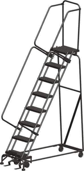 Ballymore - 113" 8 Step Ladder - Rolling Safety Ladder, 450 Lb Capacity, 80" Platform Height, 24" Base Width x 61" Depth, Heavy-Duty Serrated Grating - All Tool & Supply