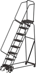 Ballymore - 113" 8 Step Ladder - Rolling Safety Ladder, 450 Lb Capacity, 80" Platform Height, 24" Base Width x 61" Depth, Heavy-Duty Serrated Grating - All Tool & Supply