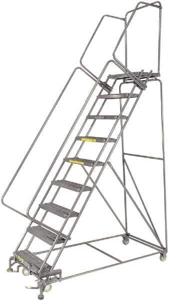 Ballymore - 123" 9 Step Ladder - 300 Lb Capacity, 90" Platform Height, 32" Base Width x 68" Depth, Perforated Tread - All Tool & Supply