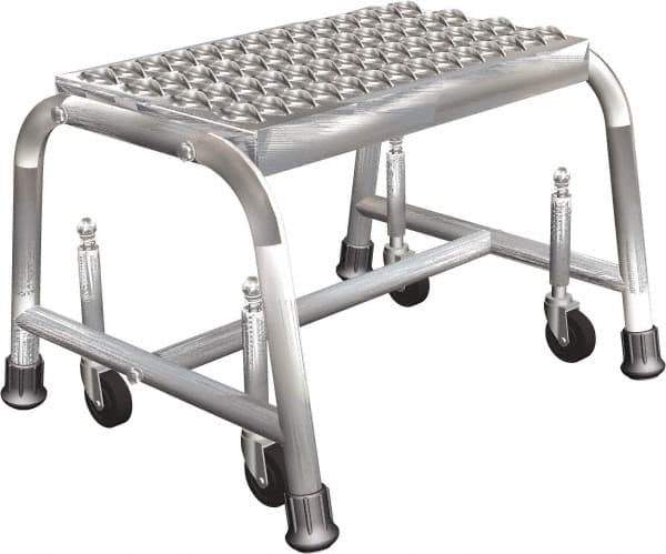 Ballymore - 12" 1 Step Ladder - Rolling Safety Ladder, 450 Lb Capacity, 12" Platform Height, 20" Base Width x 20" Depth, Perforated Tread - All Tool & Supply