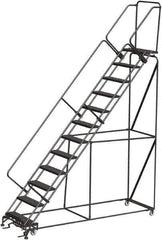 Ballymore - 153" 12 Step Ladder - Rolling Safety Ladder, 450 Lb Capacity, 120" Platform Height, 32" Base Width x 87" Depth, Heavy-Duty Serrated Grating - All Tool & Supply