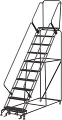 Ballymore - 133" 10 Step Ladder - 350 Lb Capacity, 100" Platform Height, 32" Base Width x 97" Depth, Expanded Metal Tread - All Tool & Supply