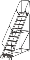 Ballymore - 143" 11 Step Ladder - Rolling Safety Ladder, 450 Lb Capacity, 110" Platform Height, 32" Base Width x 106" Depth, Expanded Metal Tread - All Tool & Supply