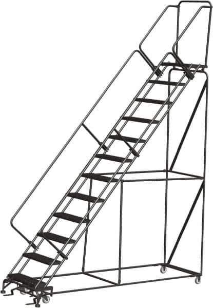 Ballymore - 153" 12 Step Ladder - 350 Lb Capacity, 120" Platform Height, 32" Base Width x 116" Depth, Expanded Metal Tread - All Tool & Supply