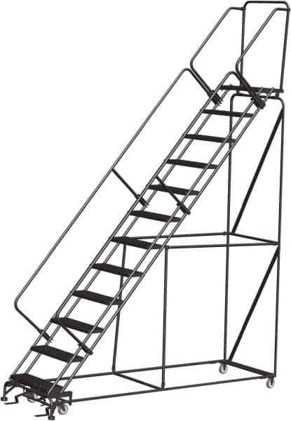 Ballymore - 153" 12 Step Ladder - Rolling Safety Ladder, 450 Lb Capacity, 120" Platform Height, 32" Base Width x 116" Depth, Expanded Metal Tread - All Tool & Supply