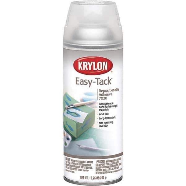 Krylon - 11 oz Aerosol Clear Spray Adhesive - Low Tack, 120°F Heat Resistance, 15 Sq Ft Coverage, Low Strength Bond, 180 min Max Bonding Time, Flammable - All Tool & Supply