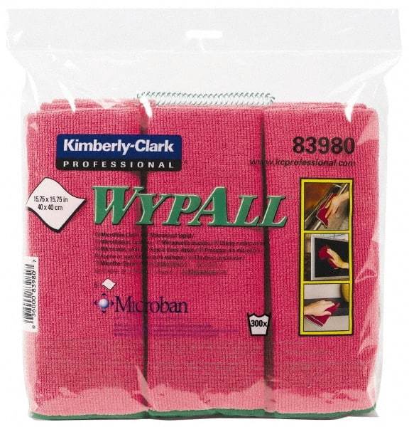 WypAll - Reusable Microfiber Wipes - Packet, 15-3/4" x 15-3/4" Sheet Size, Red - All Tool & Supply