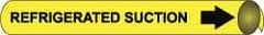 NMC - Pipe Marker with Refrigerated Suction Legend and Arrow Graphic - 1-1/8 to 2-3/8" Pipe Outside Diam, Black on Yellow - All Tool & Supply