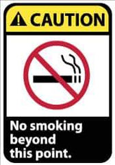 NMC - "Caution - No Smoking Beyond This Point", 14" Long x 10" Wide, Aluminum Safety Sign - Rectangle, 0.04" Thick, Use for Accident Prevention - All Tool & Supply