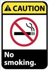 NMC - "Caution - No Smoking", 14" Long x 10" Wide, Aluminum Safety Sign - Rectangle, 0.04" Thick, Use for Accident Prevention - All Tool & Supply