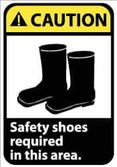 NMC - "Caution - Safety Shoes Required in This Area", 10" Long x 7" Wide, Rigid Plastic Safety Sign - Rectangle, 0.05" Thick, Use for Accident Prevention - All Tool & Supply