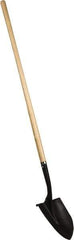 PRO-SOURCE - 11" High x 9-1/2" Wide Round Steel Shovel - 48" Long Wood Straight Handle, Front Turned - All Tool & Supply