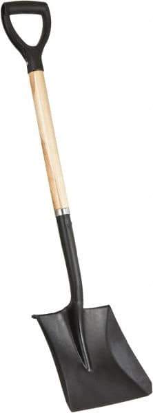 PRO-SOURCE - 11-1/2" High x 9-1/2" Wide Square Steel Shovel - 28" Long Wood D-Grip Handle, Front Turned - All Tool & Supply