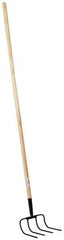 PRO-SOURCE - Refuse Hook with 54" Straight Wood Handle - 7-7/8" Blade Width, 4 Tines, 9" Tine Length - All Tool & Supply